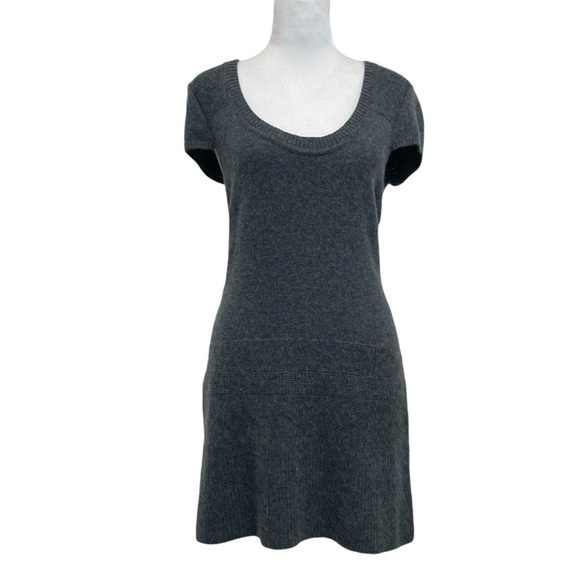 BCBGMAXAZRIA Gray Wool & Angora Scoop Neck Eyelet Sweater Dress - Picture 1 of 12